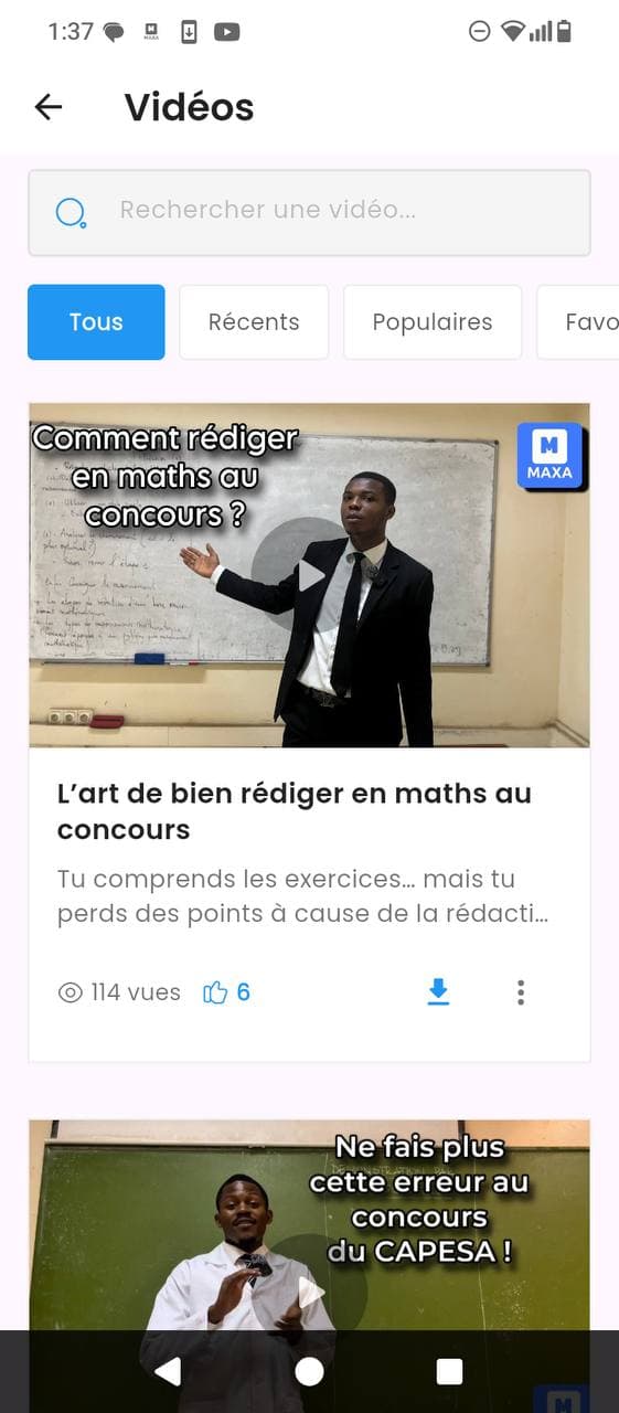 Vidéos MAXA — cours et conseils concours