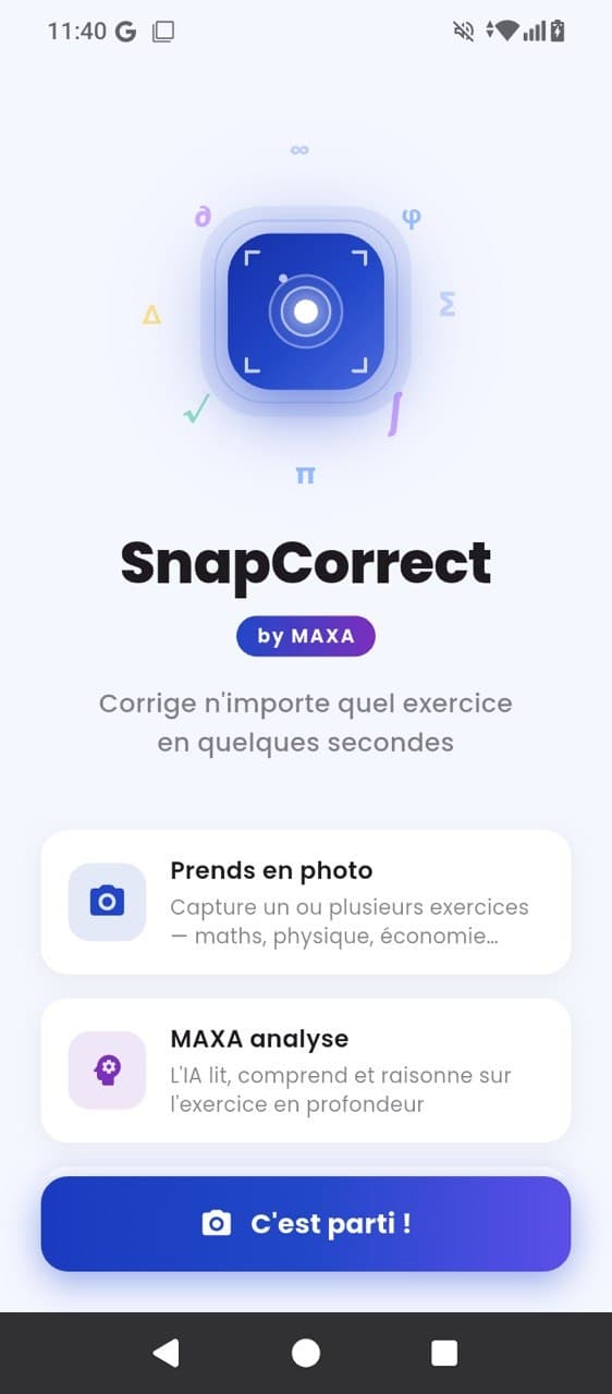 SnapCorrect — interface d'accueil